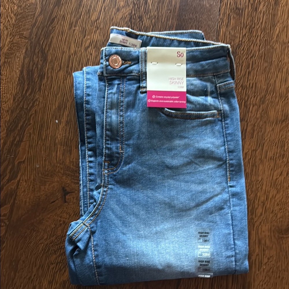 SO Blue High Rise Jeans with Natural Fading